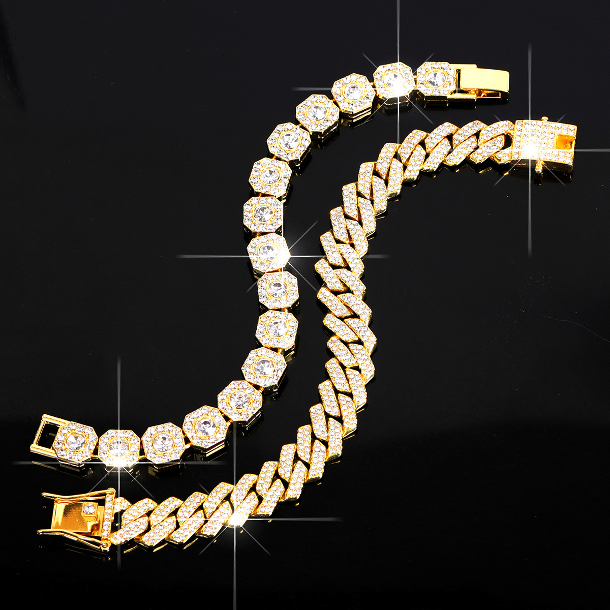 Pulseira feminina personalizada com corrente de doces, estilo hip hop rock, com losangos e design cubano, cravejada de diamantes. Ideal para festas, noivados e aniversários._voghion.com