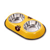 New stainless steel dog bowl pet bowl double bowl integrated dog basin anti -fooled dog bowl drink water feeder cat bowl wholesale