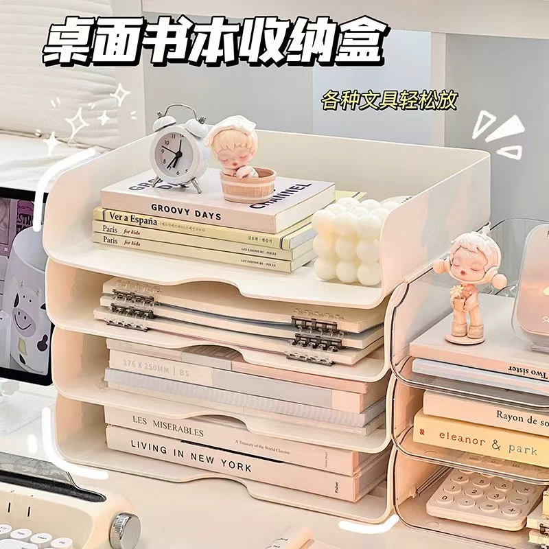 Прозрачная настольная коробка для хранения документов офисная стойка стол многослойная канцелярская корзина для хранения книг артефакт