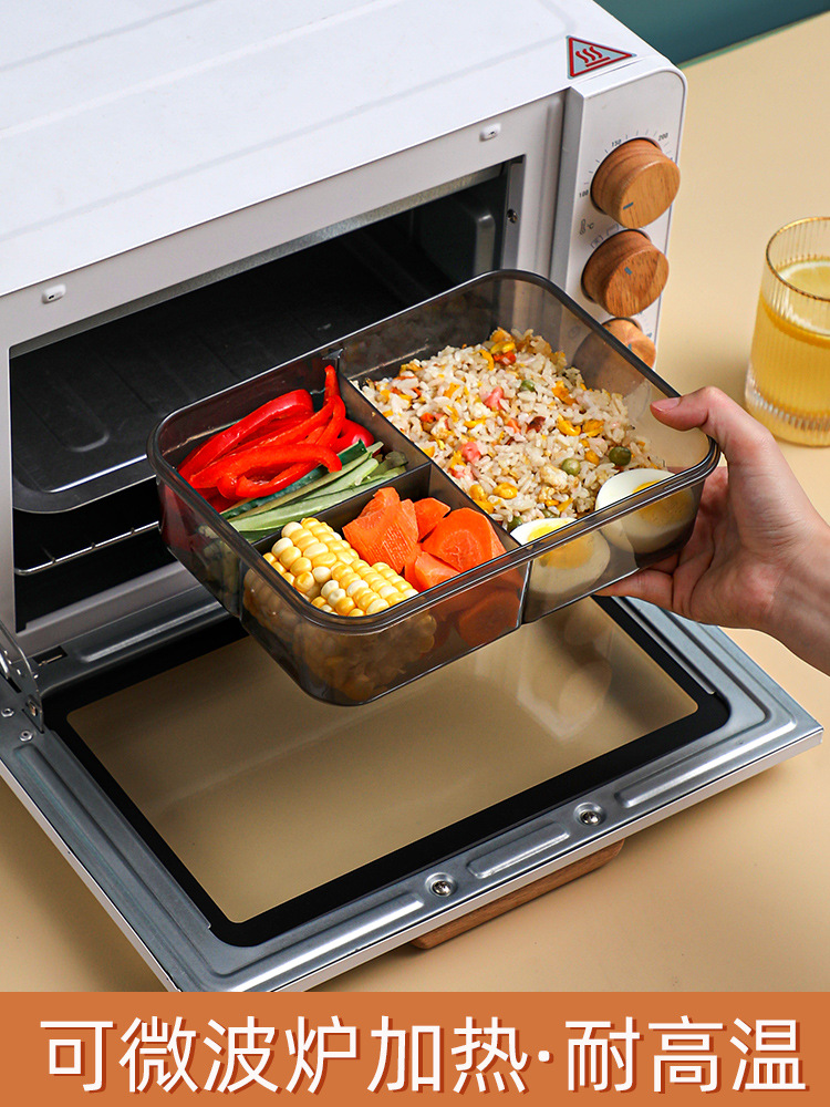 Caja de almuerzo cuadrada de trabajador de oficina transfronteriza horno de microondas caja de almuerzo sellada de plástico de gran capacidad separada