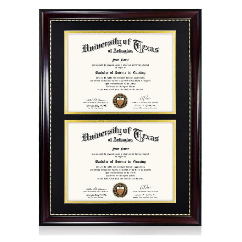 Black 14x20inch Dual Degree Certificate Frame for Displaying 8.5X11 Certificates, Gold Glass Photo Frame, Wholesale from Manufacturer