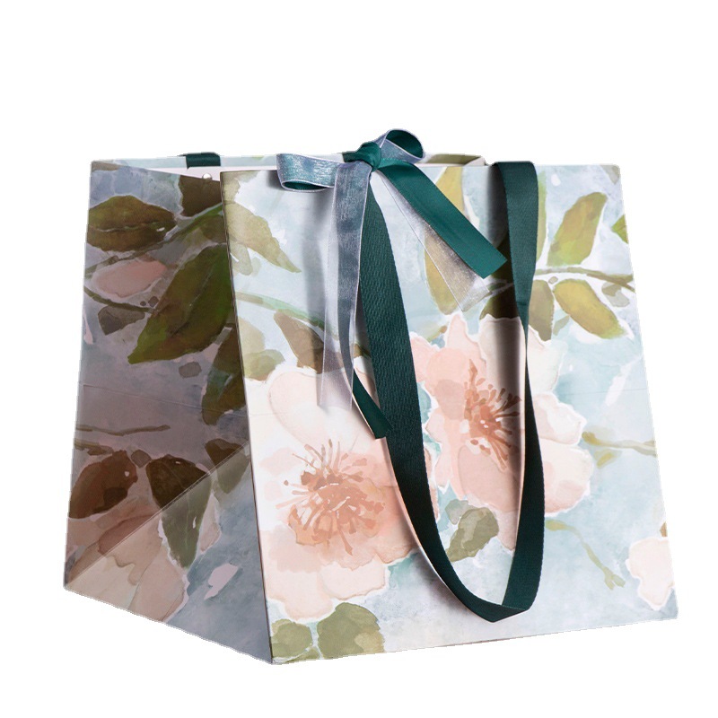 Más tamaño cuadrado bolsa de regalo de vacaciones flor bolso de regalo de cumpleaños bolsa de pastel de hornear bolsa de regalo