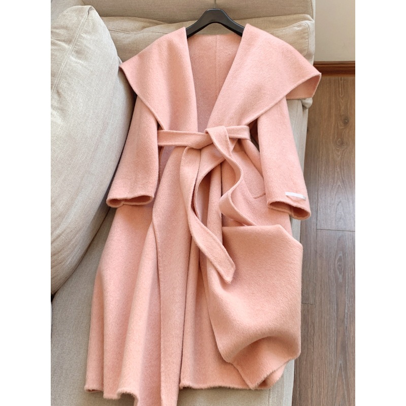 2025 New Velvet Thickeneded Wool Large Lapel Long Double-Sided Wool Coat for Women Wholesale H05Fd24068