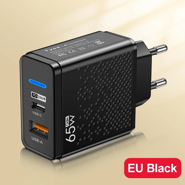 USB + PD cargador de doble puerto con lámpara LED, cabeza de carga rápida, carga de viaje, cabeza de carga de viaje, estándar de EE.UU., estándar de Europa, estándar de Reino Unido