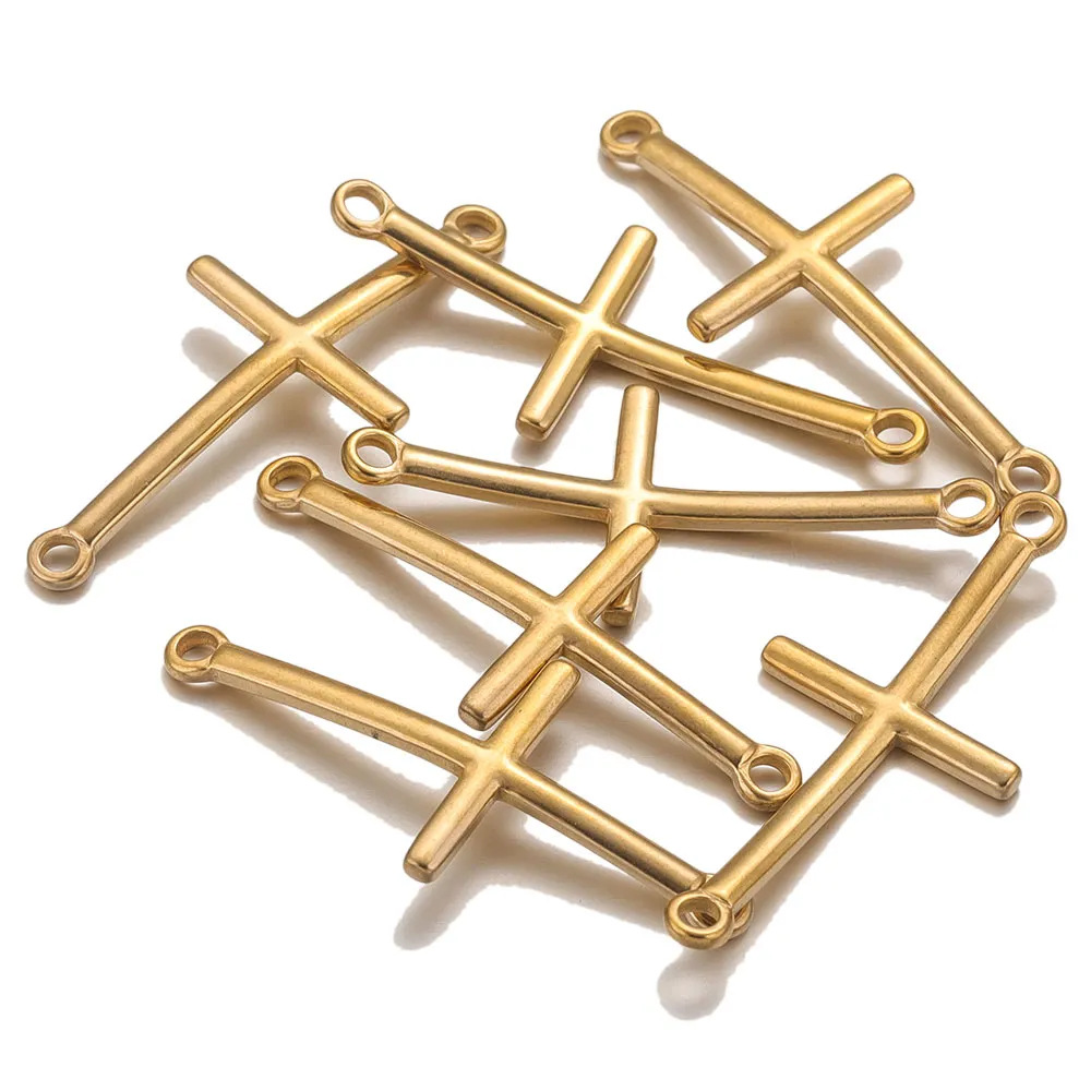 10 Pcs/package Simple Style Cross Stainless Steel Plating Connector Jewelry Accessories display picture 1