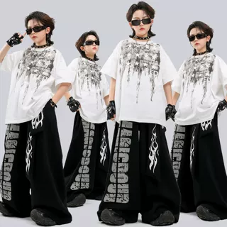 六一儿童街舞演出服嘻哈男童宽松套装少儿hiphop舞蹈潮装女童表演