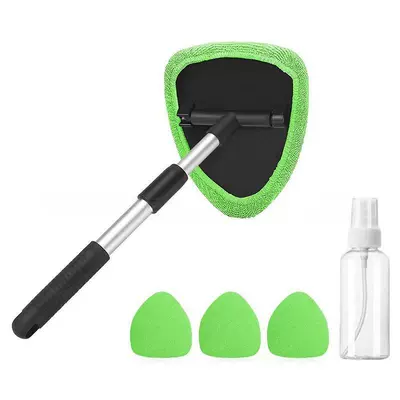 Car cleaning tools — Labeling and Dropshipping of Car - one-set-five-sided-telescopic-pole-4-green-cloth-covers-spray-bottle
