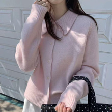 休闲减龄 多色品质全羊毛翻领针织开衫女士厚毛衣外套 25秋冬新款