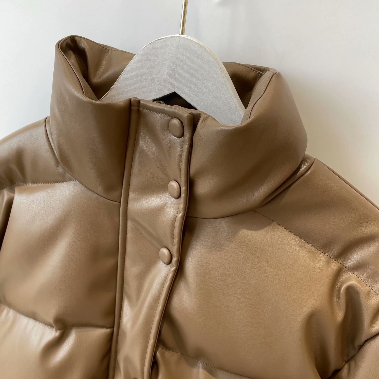 高品质秋冬欧美风立领皮棉衣女短款宽松加棉皮夹克棒球服外套潮