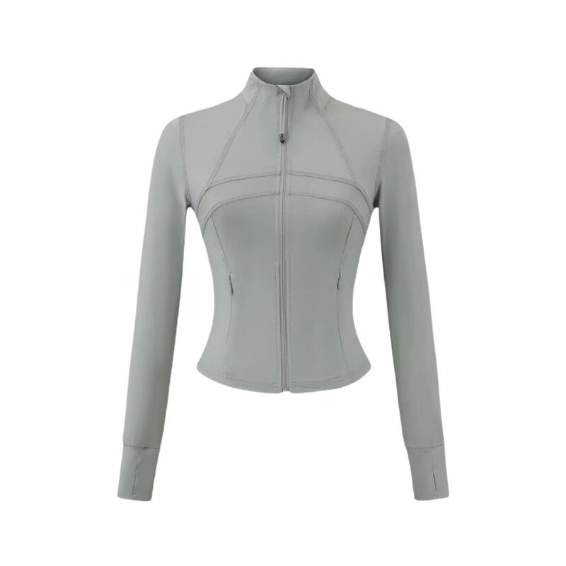 Retro Short Sports Yoga Jacket for Women, Fitness Stand Collar, Slim Design, Patchwork Pockets, Waist-Cinching Top, Solid Color