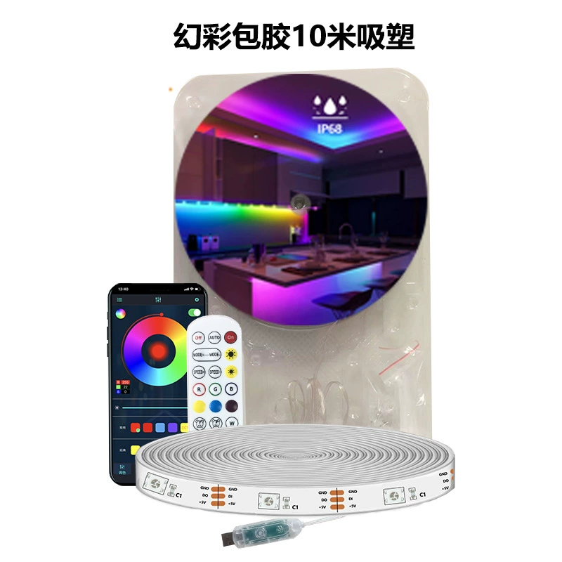 Светодиодная лента-переносная лампа USB 5V, RGB/RGBIC, Bluetooth 2.4G, 18 светодиодов/м (5–15 м)