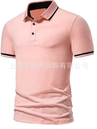 [Punto de aguja] 3D impreso camisa de polo nuevo casual de solapa de manga corta de los hombres camisa transfronteriza estación independiente