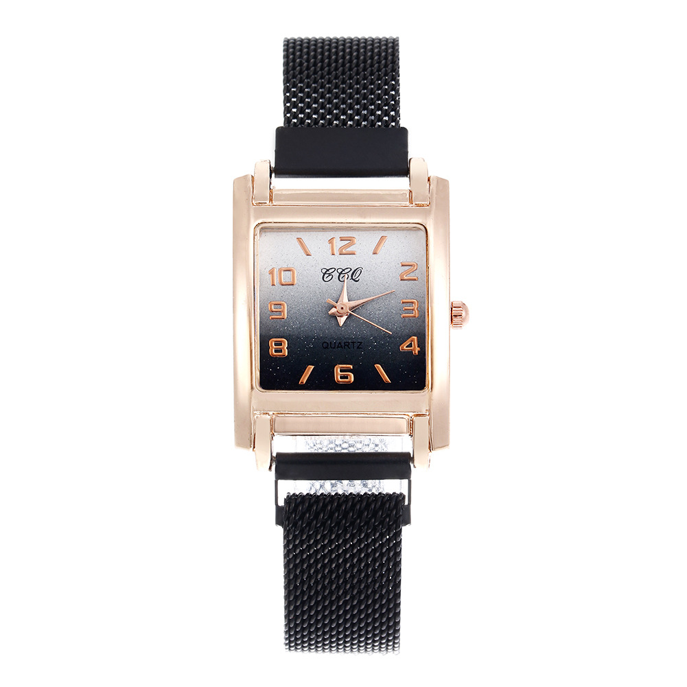 Montre à quartz avec boucle magnétique pour femmes, accessoire de célébrité sur Internet, minimaliste, carrée, numérique, nouvelle collection 2024_voghion.com