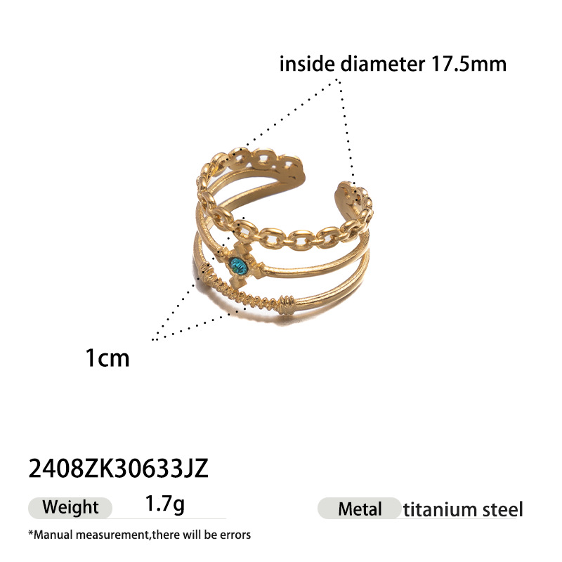 Anillo de acero inoxidable TENA de nicho ligero de lujo anillo de joyería hueco de piedra natural ligero no se desvanece
