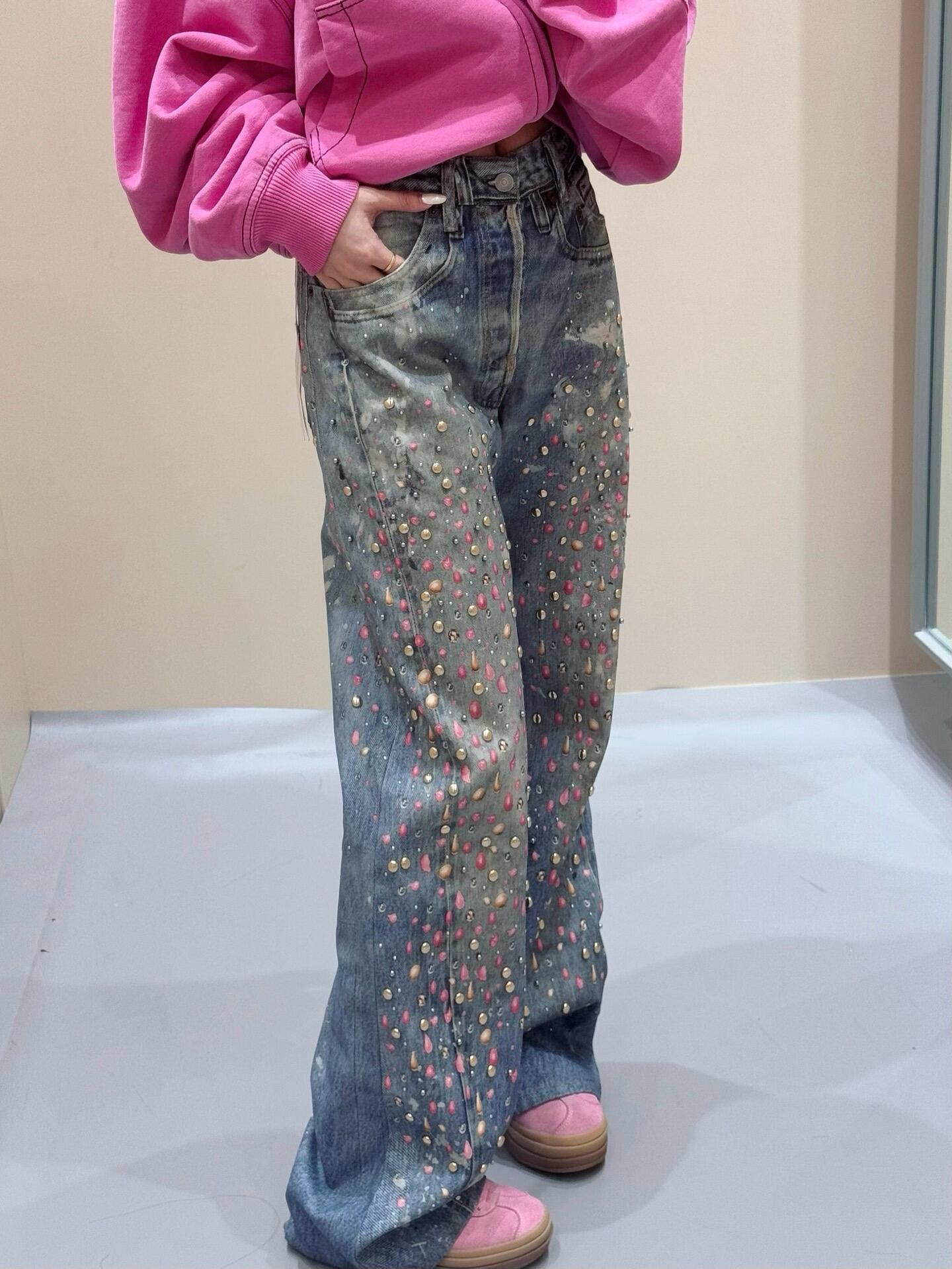 Jeans donna denim gamba larga pantaloni stile oversize moda_voghion.com