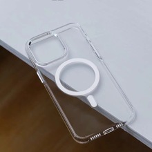 适用iPhone17透明磁吸手机壳苹果16promax高透PC硬壳金盾极简外壳