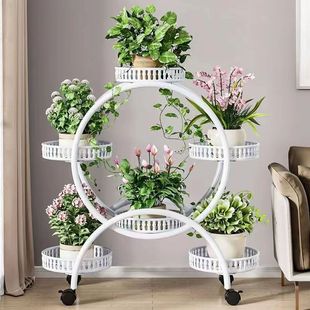 Household Indoor Flower Pot Rack Flower Rack Living Room Floor-Standing Removable Wheeled Balcony Multi-Layer Flower Pot Rack