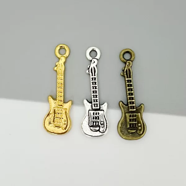 DIY Alloy Jewelry Accessories Guitar Note Pendant Retro Personalized Necklace Keychain Small Pendant