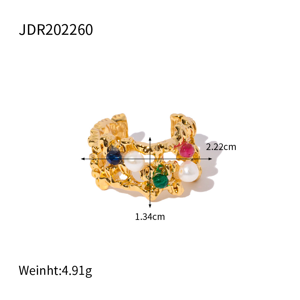 French Style Round Stainless Steel Inlay Pearl Rings 1 Piece