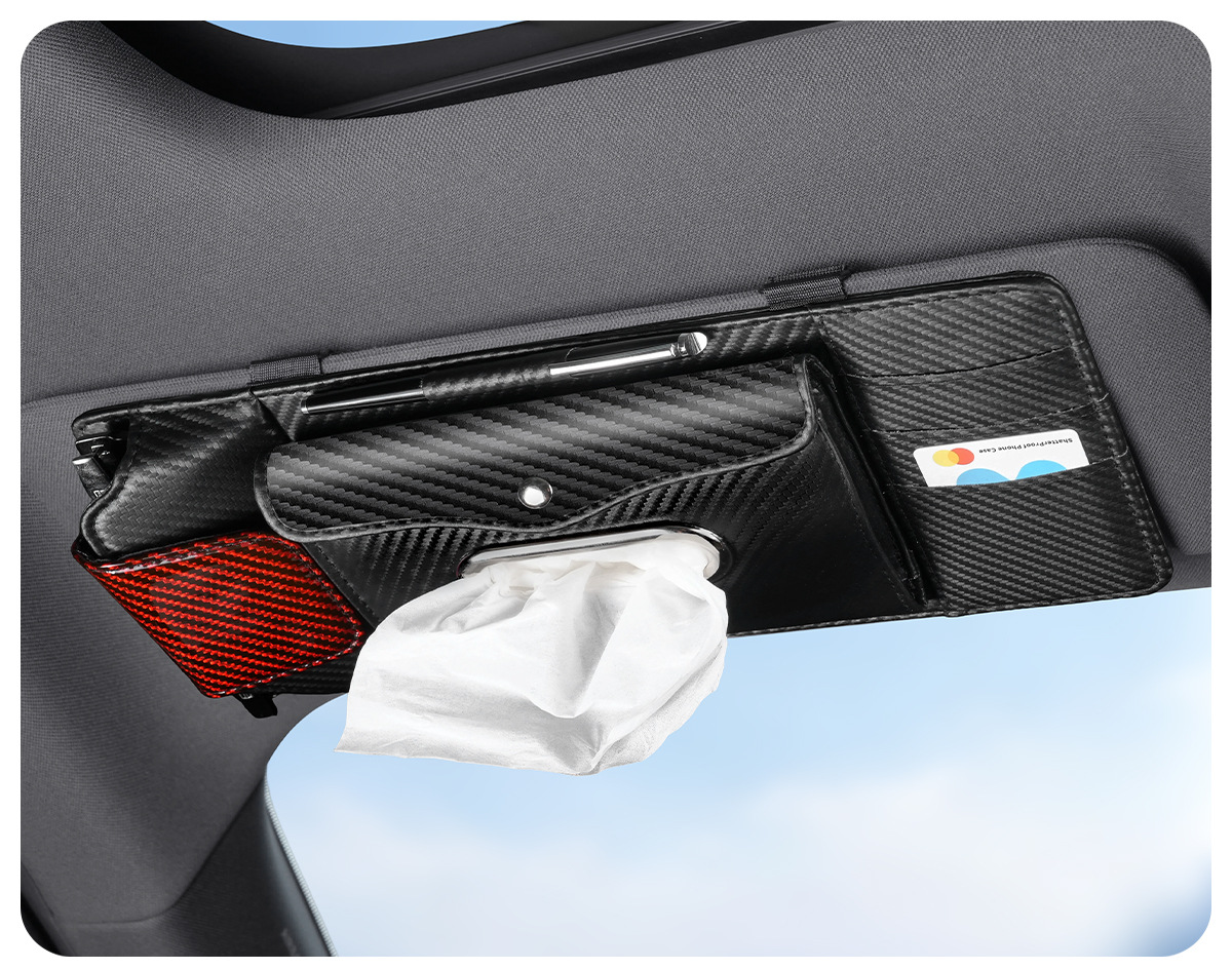 Car Sun Visor Multi-Function Storage Bag, In-Car Card Holder, Glasses Clip, Car Tissue Box, Tissue Box, Car Accessories