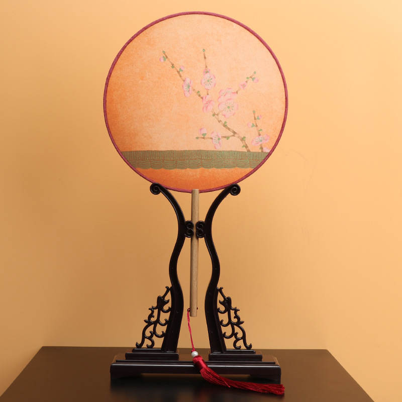 Estilo antiguo translúcido ventilador redondo estilo chino Palacio ventilador danza clásica cara de seda hecha a mano ventilador de bambú artesanía al por mayor