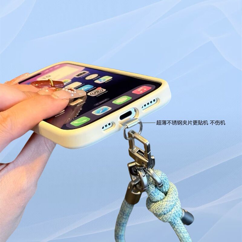 メーカー在庫あり 7MM 厚手のポリエステルリストストラップ ステンレススチール製携帯電話バックステッカー 携帯電話ストラップ クロスボディショートストラップ|undefined
