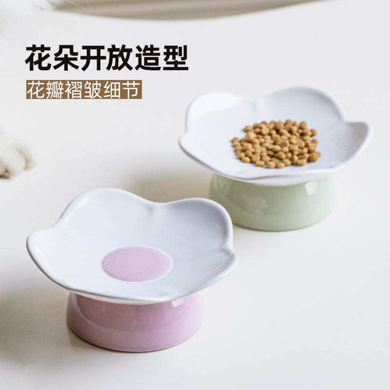 Tacos de cerámica anti-derribe para gatos, tacos de mascotas para gatos, grano para perros, bocadillos congelados enlatados anti-cuello, platos para gatos, platos para gatos