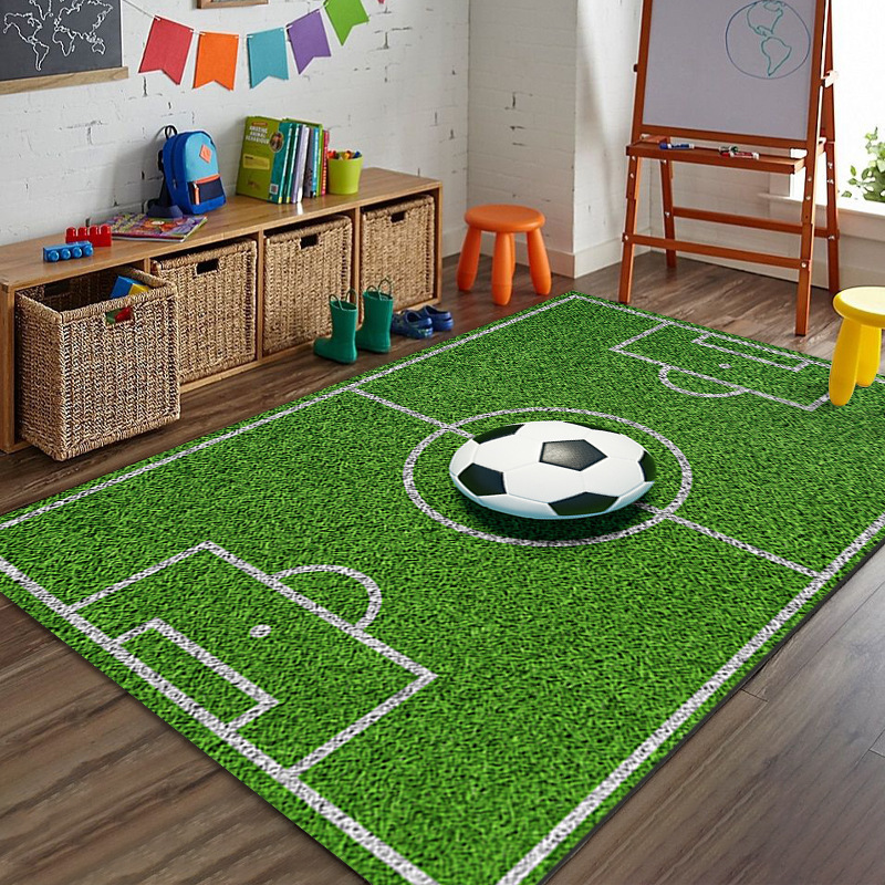 Exportación transfronteriza alfombra de sala de estar gran tamaño alfombra de lana de cristal alfombra de fútbol infantil alfombra de decoración americana resistente a la suciedad