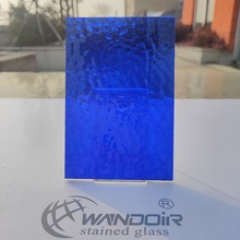 厂家现货供应 宝蓝色透明水纹玻璃 装饰艺术玻璃 新品【413780HM