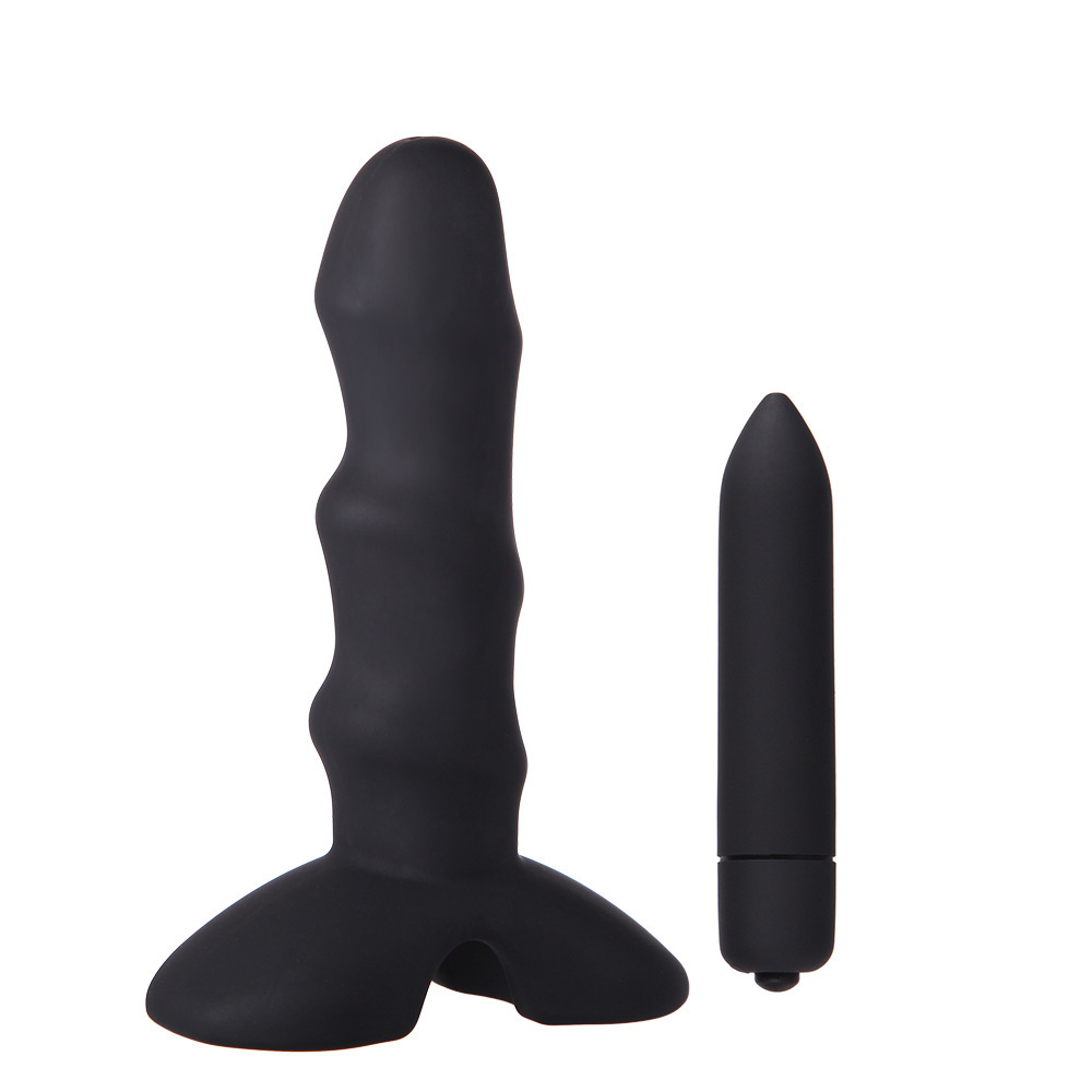 Silicone Vibrating Anal Plug, 10-Frequency G-Spot Stimulation, Black — detail image 1