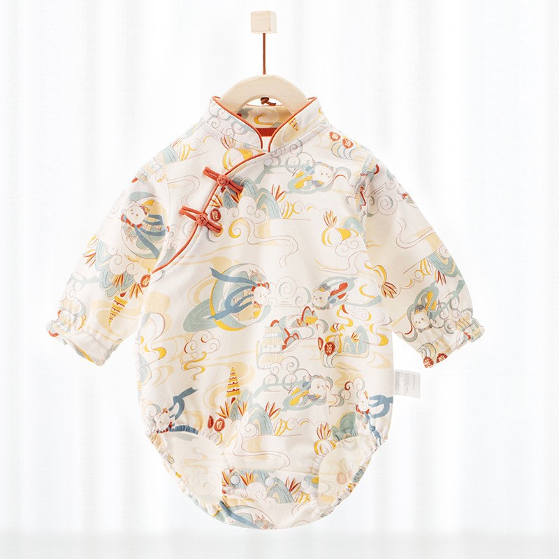 Primavera y otoño bebé vaina ropa clase A puro algodón manga larga todo-fósforo recién nacido bebé mono bebé sin hueso ropa