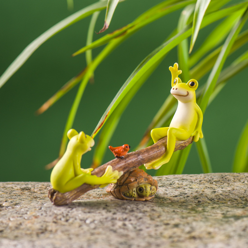 个性造景可爱动物小青蛙摆件微景观花盆多肉盆栽阳台装饰品工艺品