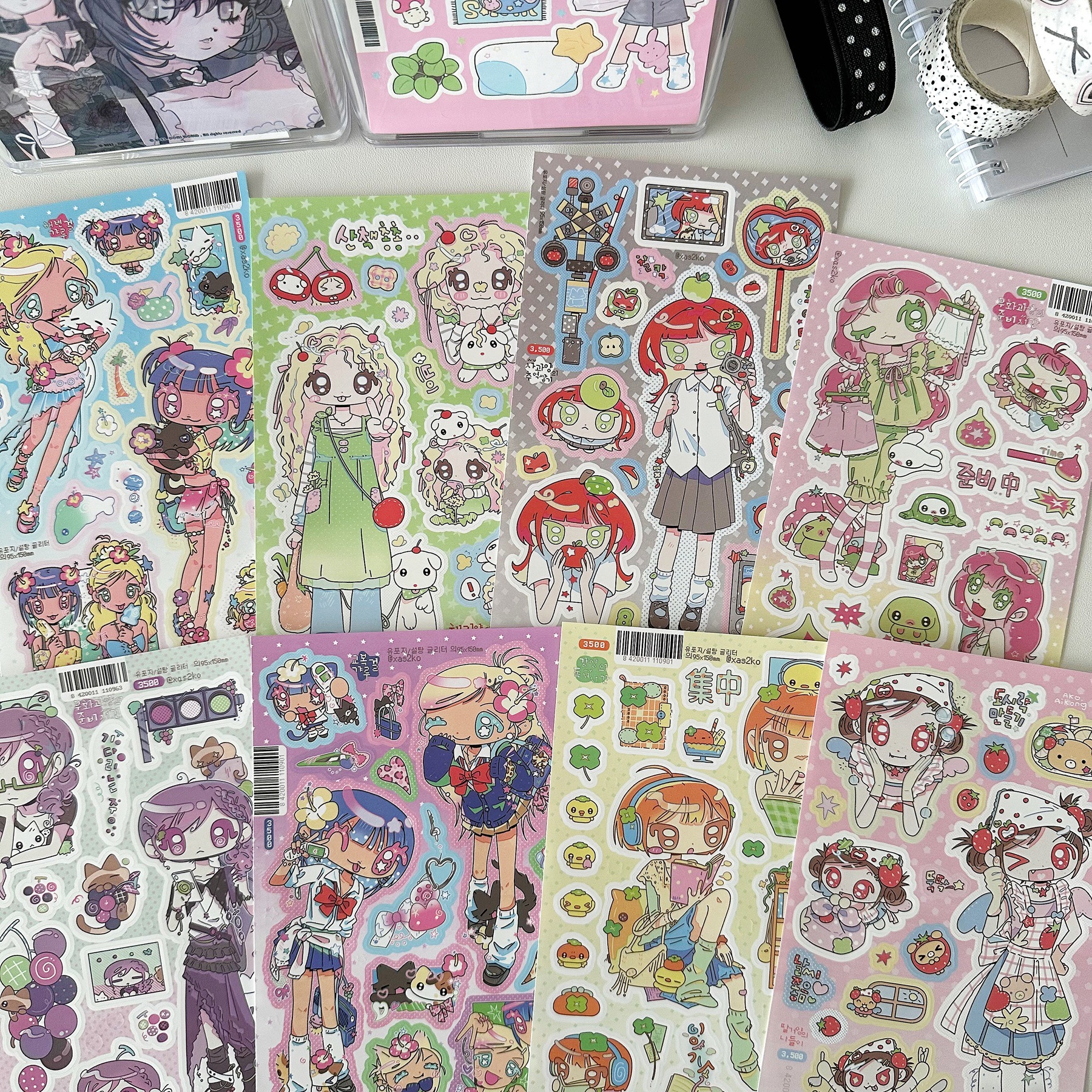 Cute and Adorable Girl Stickers, Korean Style Stickers, Creative Journal Decoration Material, Cartoon Character Stickers