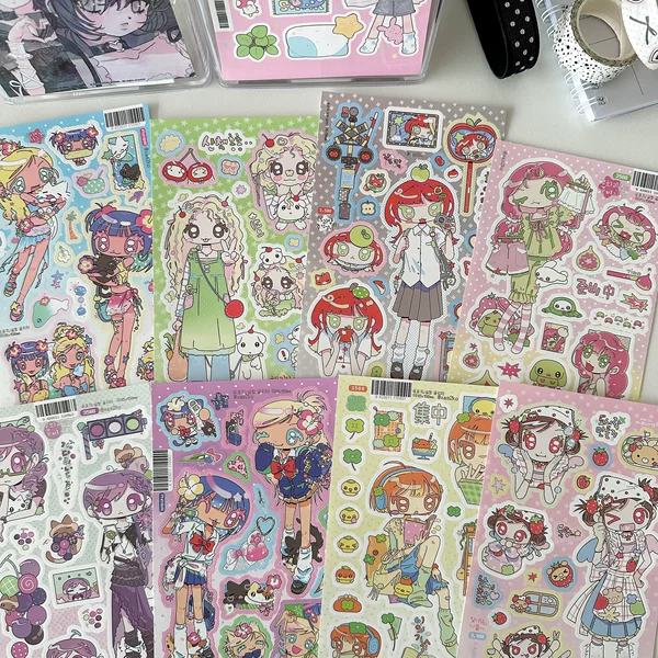 Cute and Adorable Girl Stickers, Korean Style Stickers, Creative Journal Decoration Material, Cartoon Character Stickers