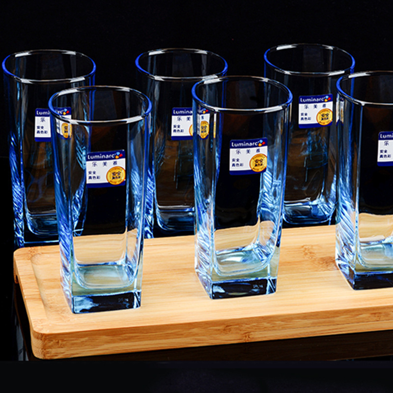 Lemeiya colorido taza de vidrio taza de beber colorido copa de vino hogar taza de jugo taza de leche taza cuadrada