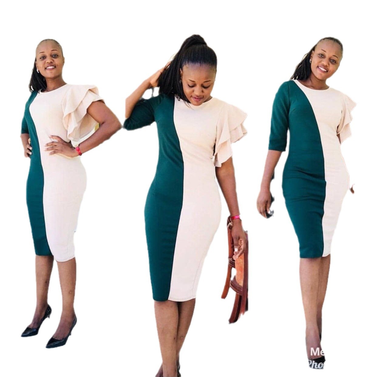 Cross-border sourcing Europe, America and Africa AliExpress Amazon best selling two-color stitching irregular sleeve belt dress Cross-border sourcing Europe, America and Africa AliExpress Amazon best selling two-color stitching irregular sleeve belt dress
