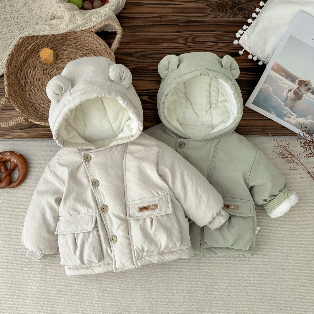 children‘s fleece hooded jacket autumn and winter children‘s clothing windbreaker baby thickened hoodie korean style children‘s winter clothes outwear