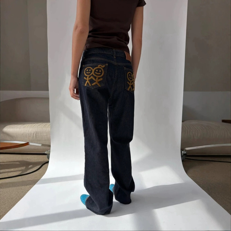 Top-Notch Version! Urb*N26Ss Boutique Niche Matchstick Figure Graffiti Print Ins-Style Straight-Leg Jeans Top-Notch Version! Urb*N26Ss Boutique Niche Matchstick Figure Graffiti Print Ins-Style Straight-Leg Jeans