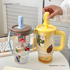 夏日新款水杯大容量的防摔吸管杯高颜值学生便携食品级果茶杯用具