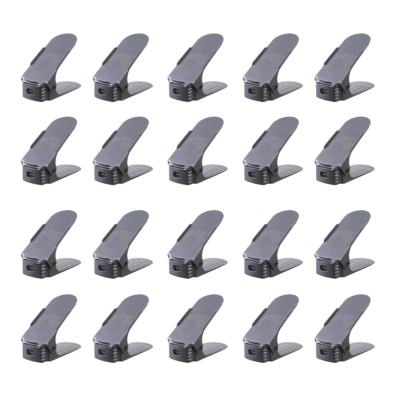 20 estantes de plástico en capas, ahorro de espacio, soporte de almacenamiento de zapatos de doble capa, artefacto de almacenamiento de zapatos ajustable