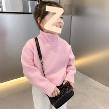 女童毛衣秋冬2025新款冬季加绒加厚儿童女款一体绒高领洋气女孩