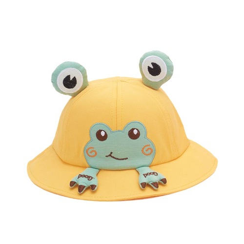 新款儿童渔夫帽男女童可爱超萌小青蛙遮阳帽儿童卡通春秋薄款盆帽