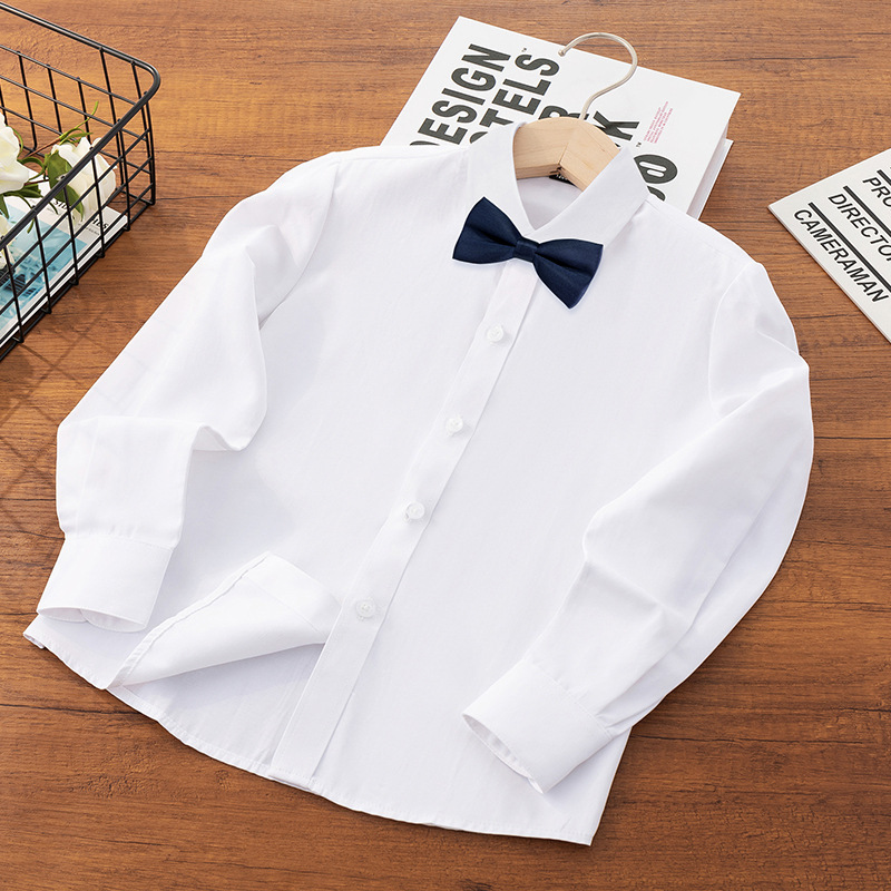 Camisa blanca para niños Camisa de manga larga de primavera y otoño para niños