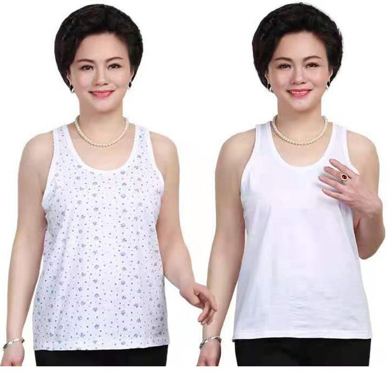 Elderly Women's Cotton Tank Top, Middle-Aged and Elderly Women's Pure Cotton Camisole, Mother's Summer Thin Underwear, Elderly Women's Camisole