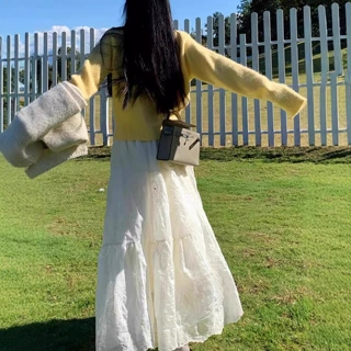 秋冬蕾丝半身裙女春夏季蛋糕高腰a字伞裙显瘦小个子加绒蓬蓬长裙