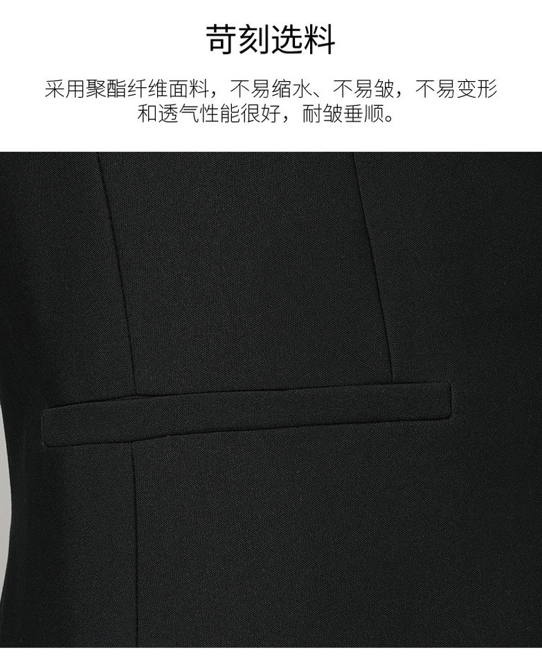 Bộ vest nam công sở dáng thon, áo vest một hàng cúc xẻ tà bên hông, phù hợp đi làm và dự đám cưới — Màu đen, Xanh navy, Đen xanh lục chi tiết 8