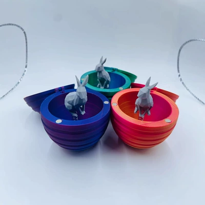 Cross-Border Easter Egg 3D Printed Toy Silk Gradient Decompression Toy Halloween Gacha Rabbit Egg Toy