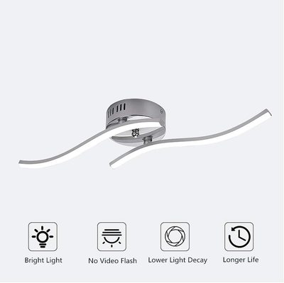 跨境两条波浪led灯具客厅简约现代客厅吸顶灯创意个性时尚卧室灯|ms