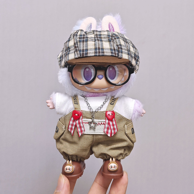 Only Baby Clothes] 123 Generation Labubu Baby Clothes Khaki Overalls Beret Suit Labubu Doll Clothes