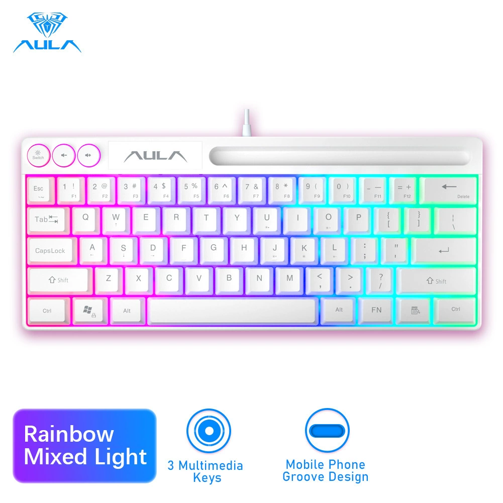 Проводная игровая клавиатура (AULA) F3061, 61 клавиша, мембранная, RGB, компактная 60%